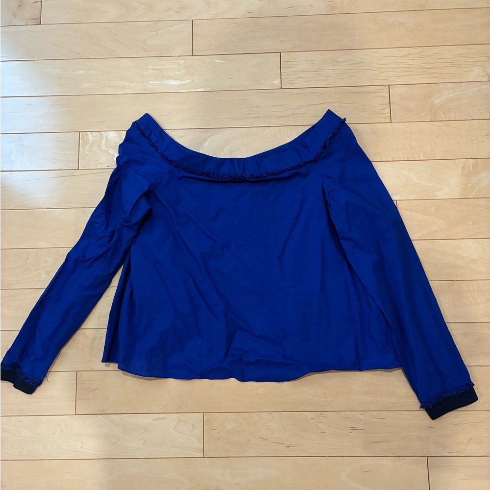 ZARA Blue Off-Shoulder Women's Top with Open Back